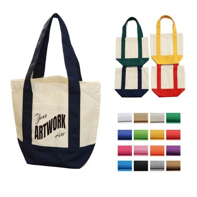 Mini Reusable 12OZ Canvas Tote Bag With Front Pocket