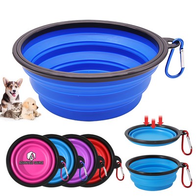 Collapsible Silicone Pet Bowl 12oz Portable Travel Feeder with Carabiner