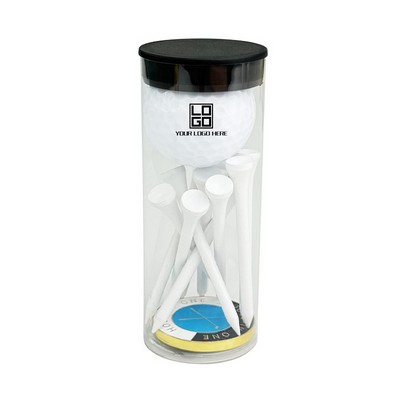 1-Golf Ball, 1-Ball Marker, 10-Tee Tube Set - Custom