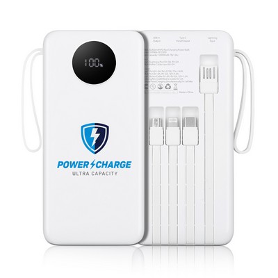 20,000mAh PD Fast Charging Power Bank With Built-In Cables